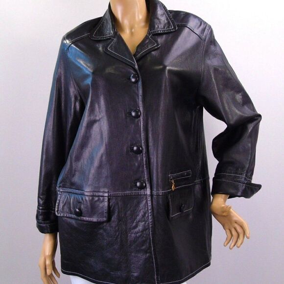 Laurel by Escada Black Leather Jacket - Picture 2 of 12